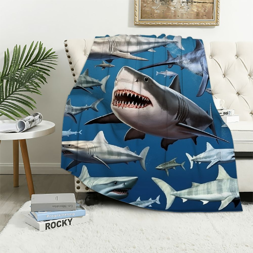 ARISTURING Shark Blanket for Boys Kids Toddler Shark Gifts for Shark Lovers, Super Soft Throw Blanket for School Daycare Bed Nap Time Christmas Birthday Gifts Ideas for Kids Grandson Son
