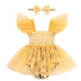 thumbnail image 1 of Body sin mangas con volantes y tul para niña de 0 a 3 m, amarillo, 1 of 6