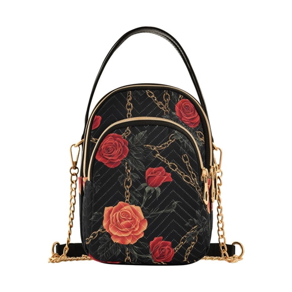 joogoo Women Rose with Chain Chain Crossbody Bags Shoulder Handbag Phone Purse