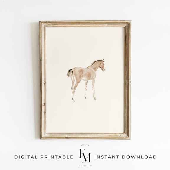 Timeless Horse Wall Art Farmhouse Horse Print Antique Horse Print Bedroom Decor Country Equestrian Neutral Paint Western Art Home Decor #2568, Unframed Poster Size 8x12