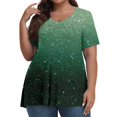 thumbnail image 2 of IYYVV Short Sleeve Plus Size Tops For Women Summer 80S Shirts Vneck Maternity Blouse Tie Dye Graphic Funny T Shirts Comfy Fall Sweatshirt Gym Clothes For Woman Green 2XL, 2 of 7