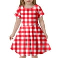 thumbnail image 1 of LUOGENLI Robe Mode pour Enfants à Carreaux Ajustée à Manches Courtes (6 14 Ans) Robe pour Filles Tendance 8-9 Ans, 1 of 4