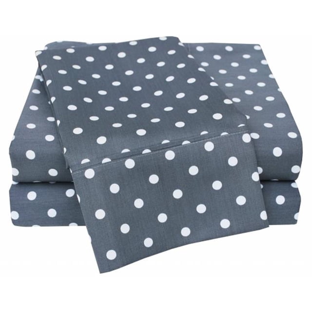 Impressions CR600TWSH PDGR Coton Riche 600 Fil Compter Polka Dot Simple Sheet Set&44; Gris
