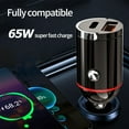thumbnail image 2 of 65W Mini Portable Dual USB Type-C QC3.0 PD Car Charger Fast Charge Adapter for Smartphone, 2 of 10