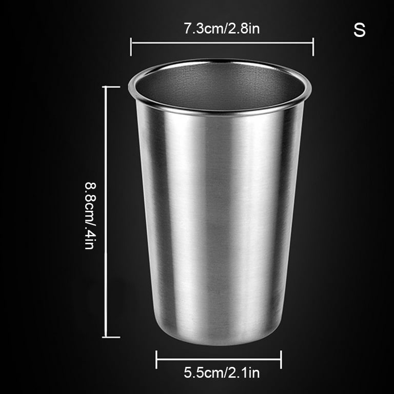 2 Pcs Stainless Steel Cup 8/12.3/17.6oz Industrial Style Plain Metal Cup Tumbler Stainless Steel Cup Metal Cup Tumblers Cold Drinks Industrial Style