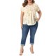 thumbnail image 2 of Blusas Casuales de Manga Corta con Media Tapeta para Mujeres de Talla Grande Agnes Orinda, Estilo Peplum Floral 3X Amarillo Claro, 2 of 6