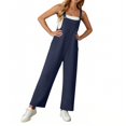 thumbnail image 5 of Women's Bib Overalls Loose Fit Wide Leg Jumpsuits Casual Rompers with Pockets Navy 2XL, 5 of 6