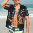 thumbnail image 5 of Yiaed Purple Glowing Mushroom Print Hawaiian Shirt for Men Short Sleeve Button Down Shirts Beach Shirts for Men-Small, 5 of 5