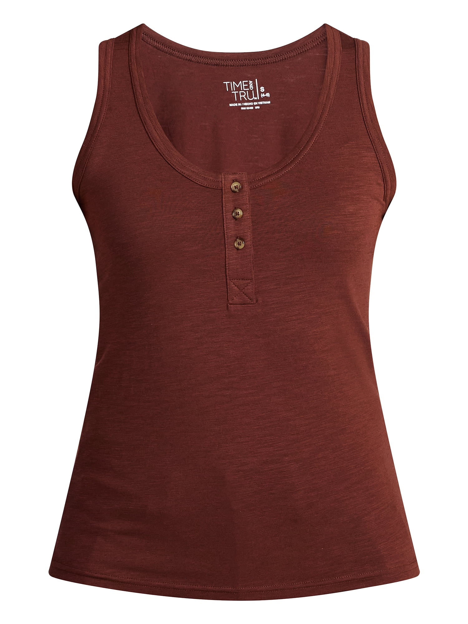 Time and Tru Women’s Slub Henley Tank Top, sizes XS-XXXL