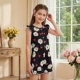 thumbnail image 4 of ZIATUBLES Daisy Heart Print Girls Jumpsuit Summer Casual Romper Flutter Sleeves One-Piece Playsuit Elastic High Waist Kids Outfit with Pockets for 7-8 Y, 4 of 6