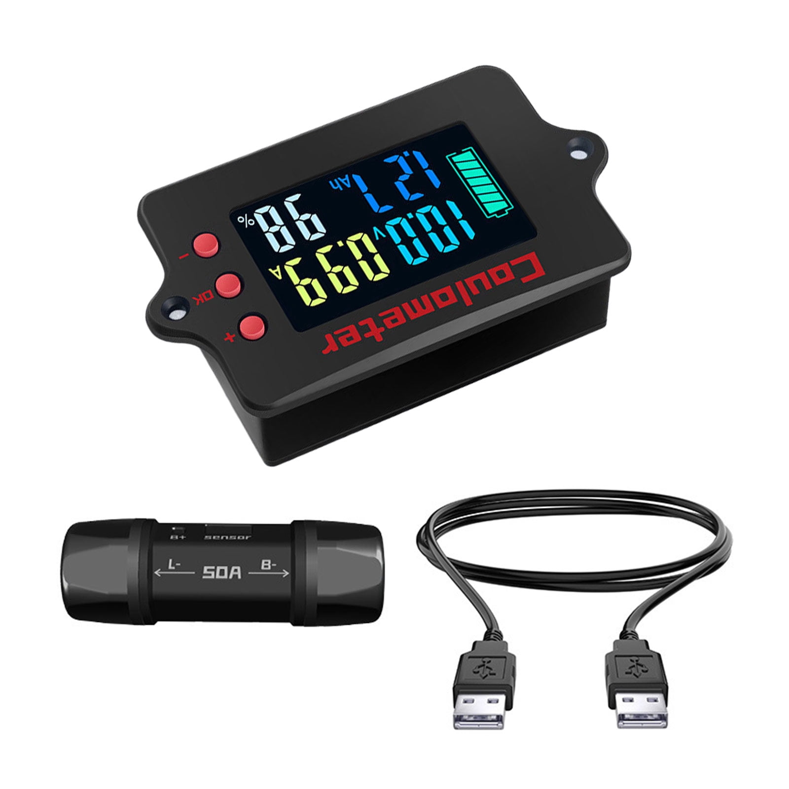 Coulomb Counter Meter Battery Monitors Battery Capacity Tester Indicators Coulometer Digital Voltmeter Ammeter