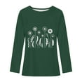 thumbnail image 3 of Jinhomg Women's Dandelion Graphic Sweatshirt Comfy Long Sleeve Oversized Tops Fall Lightweight Cozy Solid T-Shirts Sales Today Clearance Women Army Green XL, 3 of 4