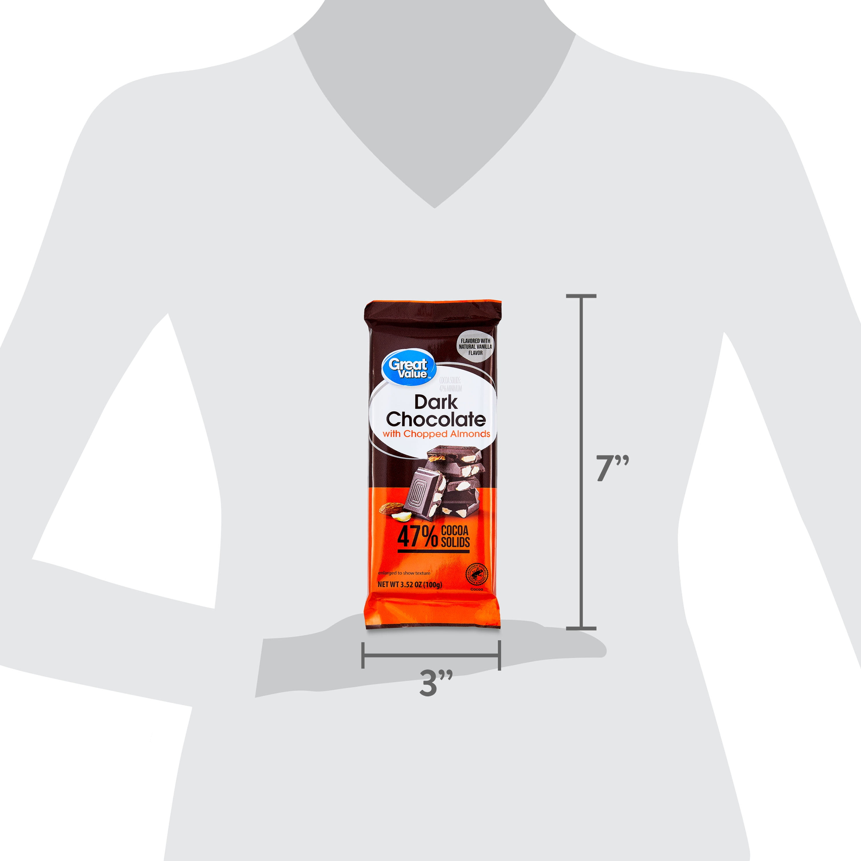 Great Value Dark Chocolate with Chopped Almond Bar, 3.52 oz