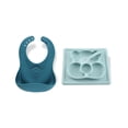 thumbnail image 1 of Kit Babero con Contenedor y Plato con Divisiones para Bebé Math & Enjoy Set de babero diseño camisa y plato en forma de oso azul, 1 of 7