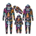 thumbnail image 5 of Odeerbi Christmas Onesie Pajamas for Family Holiday Sleep Jumpsuit Long Sleeve Family Christmas Pajamas Matching Sets Mom Fashion Printed Hooded Jumpsuit Sleepwear PJs Set Black, 5 of 5