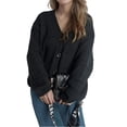 thumbnail image 2 of Cárdigans de Invierno para Mujer, Estilo Cárdigan, con Botones, Abrigos Informales, Oversize, Tejido Grueso de Punto , Larga, Prendas Exteriores Negro L, 2 of 8