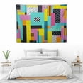 thumbnail image 3 of ONETECH  Geometric Tapestry Twin Size, Memphis Hipster Pattern Abstract 80s and 90s Period Inspired Geometric Shapes, Wall Hanging Bedspread Bed Cover Wall Decor, Pink Green, 3 of 7