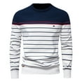 thumbnail image 4 of successthop Striped Sweaters for Men Long Sleeve Chunky Crewneck Pullover Tops Ribbed Cuff Color Block Clothes, 4 of 9