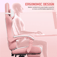 thumbnail image 3 of Yaheetech Reclining Gaming Chair with Folding Footrest and Massage Lumbar Pillow, Pink/White, 3 of 12