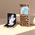 thumbnail image 5 of SaniMore for Samsung Galaxy Z Flip 5 (6.7" 2023) Case with Built-in Tempered Glass Protector,Leopard Pattern PU Leather Shockproof Plating Bumper Stylish for Girls, Gold, 5 of 6