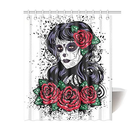 Gckg Dia De Dos Muertos Decor Vintage Sugar Skull Roses Polyester