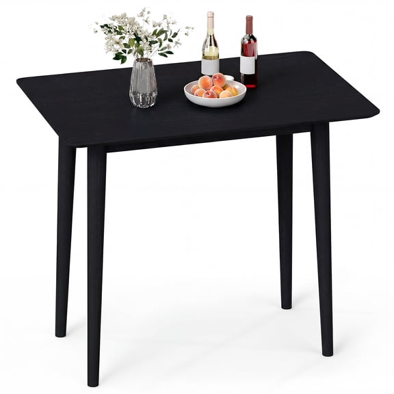 Costway 1 PCS 34” Rectangular Wooden Dining Table with Rubber Wood Legs for Apartment Breakfast Black