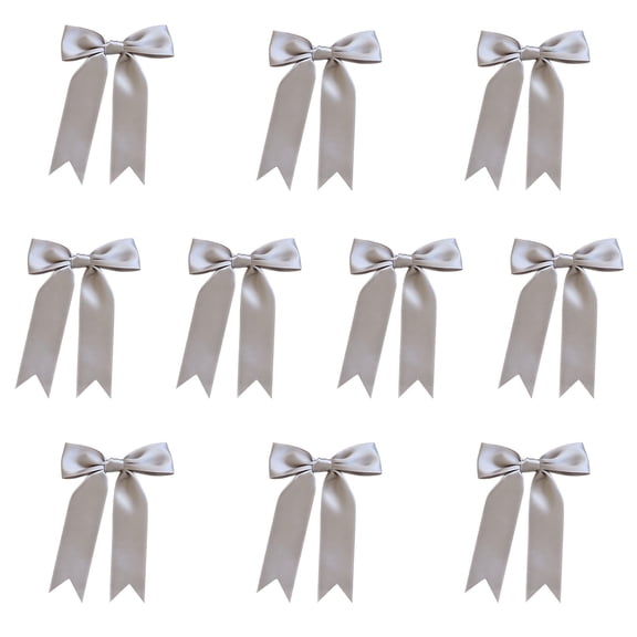 10 Pcs Satin Bow Decorations,Solid Color Bow for for Birthday Party Wedding Favors Special Event 5.9x4.92 Inch,Gray