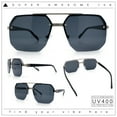 thumbnail image 2 of Luxury Mobster Rimless Half Rim Oversized Rectangle Metal Sunglasses Silver - Black, 2 of 8