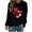 Black, variant on Women's Long Sleeve Shirts Valentine's Day Printed Blouses Casual Crew Neck Pullover Tops