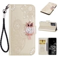 thumbnail image 7 of case for Samsung Galaxy S21 Ultra (Not S21) Case for Women, Glitter Bling Diamond PU Leather Wallet Phone Case with Wsrist String Full Body Protective Flip Cover for Samsung Galaxy S21 Ultra Owl Gold, 7 of 7