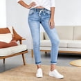 thumbnail image 4 of Cutuoiiu Women's Elastic Waist Jogger Jeans, Casual Drawstring Denim Pants with Pockets, Cuffed Full Length Trousers for Daily Wear, 4 of 5