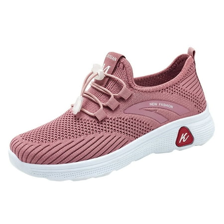 

Mackneog Autumn Women Sports Flat Non Slip Slip On Elastic Band Mesh Breathable Comfortable Solid Color Casual Style Gift on Clearance