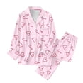 thumbnail image 5 of Valentines Pajamas Long Sleeve Button Down Womens Cotton Heart Print Matching Pajama Set Long Pants, 5 of 5