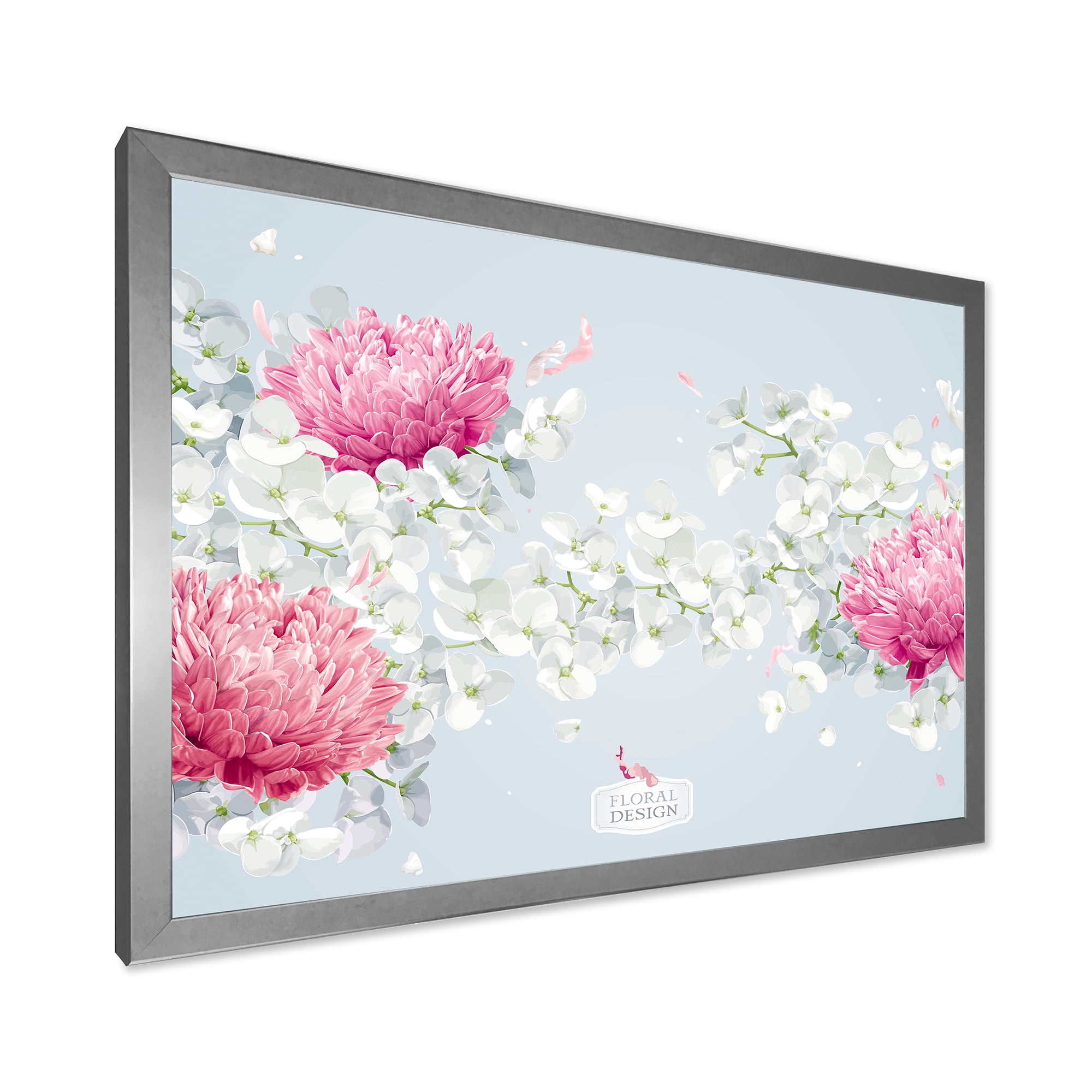 Designart 'Apple Blossom and Chrysanthemums' Traditional Framed Art Print
