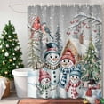 thumbnail image 4 of Shower Curtain 66"W x 72"L Christmas Snowman Winter Pine Trees Fabric Shower Curtains Set with Hooks Water Repellent Bathroom Curtains Machine Washable Bathroom Accessories, 4 of 9