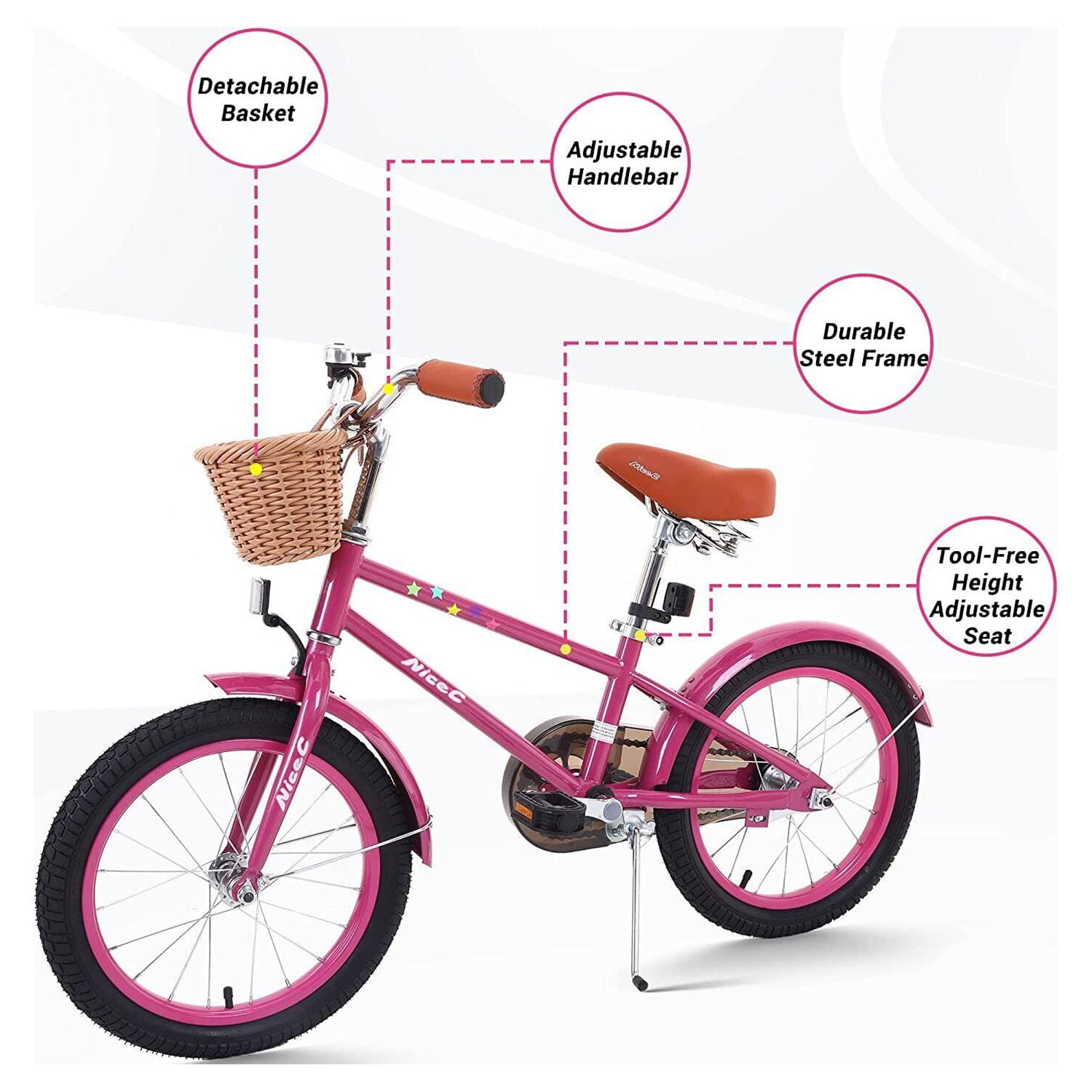 Nice C Bicicleta para niños, bicicleta Cruiser para niños con cesta, freno  y ruedas de entrenamiento, 12-14-16-18-20 pulgadas – Yaxa Colombia