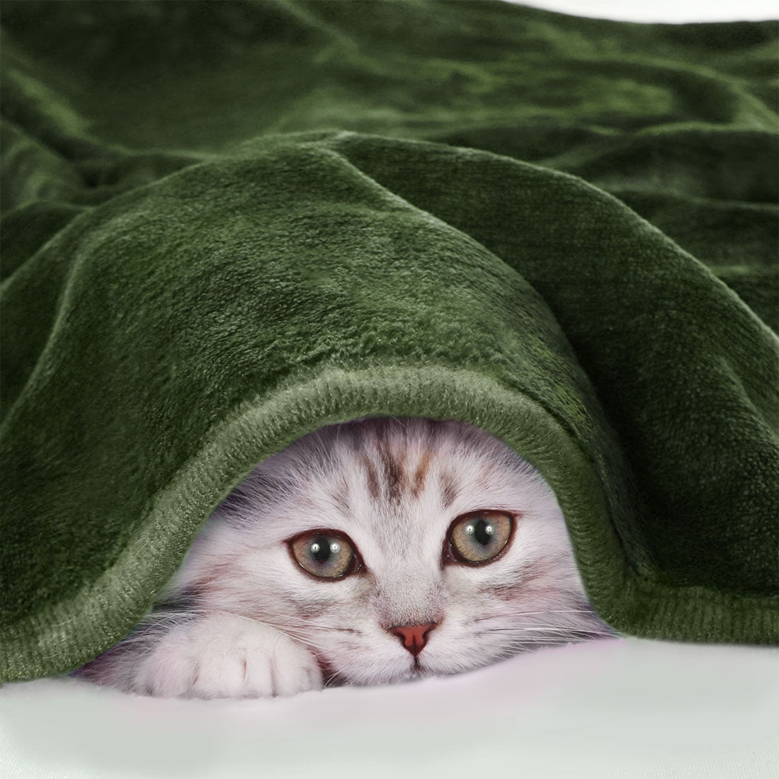 Unique Bargains Flannel Fleece Blanket Soft Wide Hemmed Full Olive Green