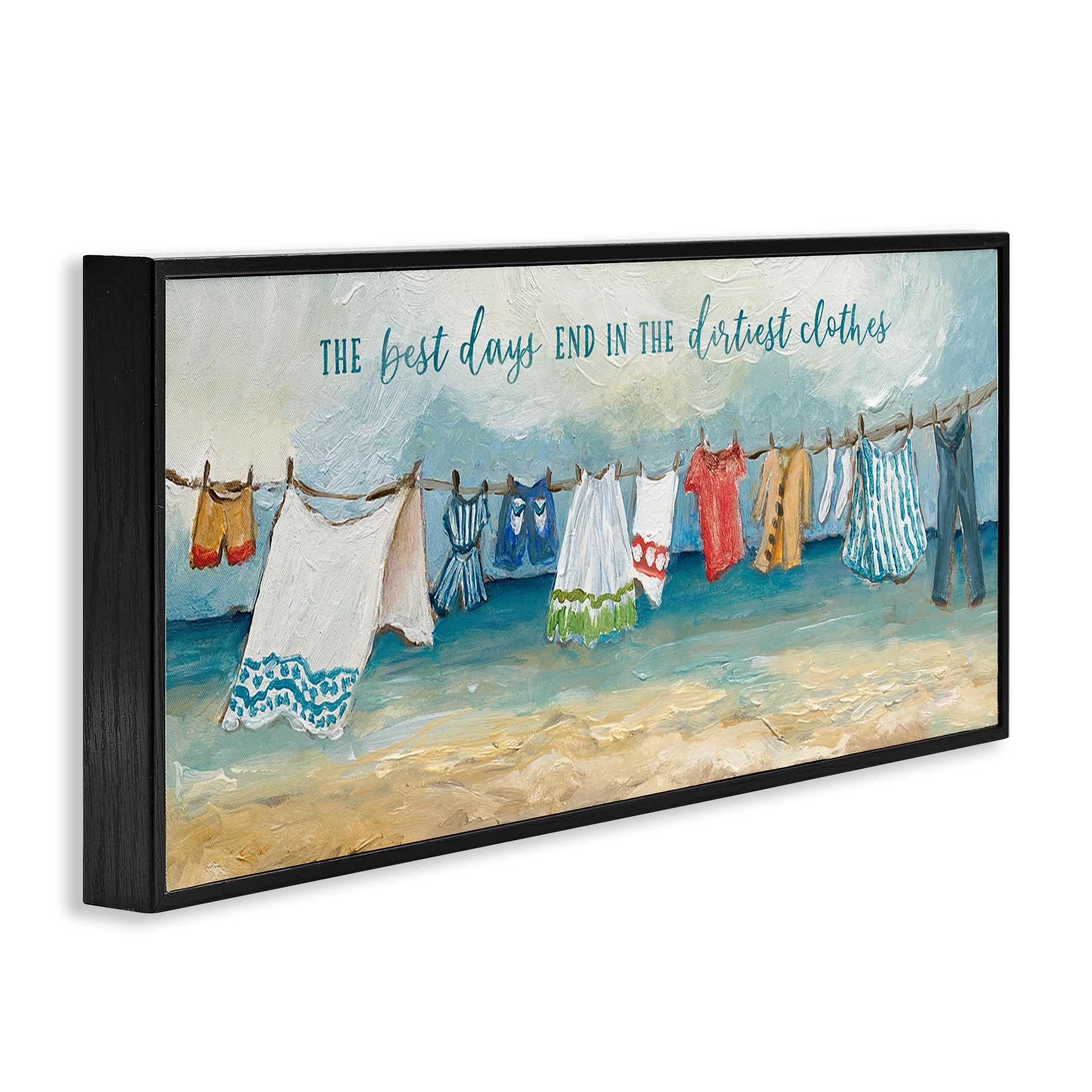 Stupell Industries Clothesline By The Sea Black Framed Giclee Art, design by Charlene Olson