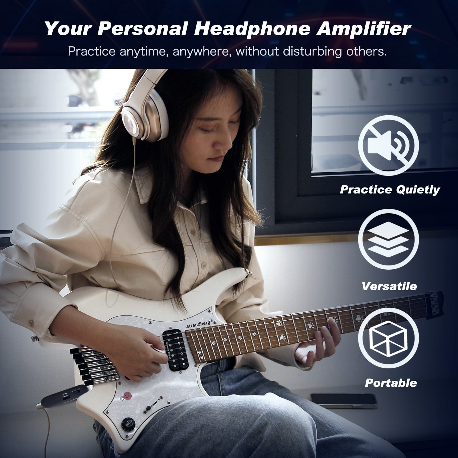 FLAMMA Guitar Headphone Amp Portable with Built-in Effects Amplifier Models Drum Grooves Support Bluetooth USB Audio Recording and PlaybacK
