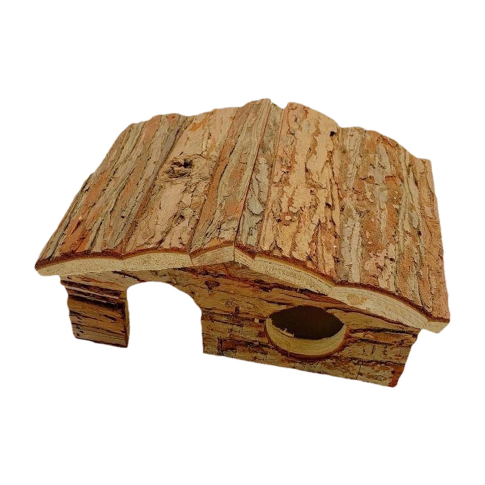 oshhnii Hamster Wood House Cage Decor Landscaping Supplies for Mice Lemmings Hamster