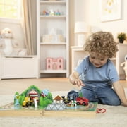 Melissa & Doug 17-Piece Wooden Take-Along Tabletop Railroad and Trains, for Kids and Toddlers 3+
