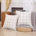 thumbnail image 5 of Farmhouse Plaid Throw Pillow Covers 18x18 Set of 2 Checkered Decorative Linen Boho Pillow Cover, Modern Neutral Decor for Couch and Bed, Beige Cream Color with Black Stripes, 5 of 6