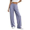 thumbnail image 2 of Yyeselk Womens Wide Leg Sun Protection Pants Lightweight Baggy Stretch High Waisted Slacks Drawstring Casual Joggers Trousers Purple M, 2 of 7