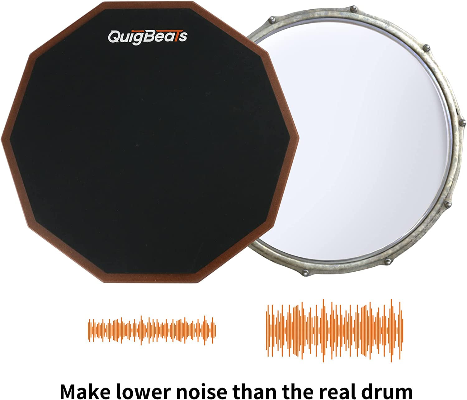 QuigBeats Drum Pad & Drum Sticks, Silent Drum Practice Pad with 5A