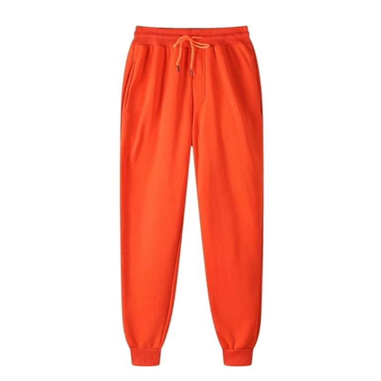 YWDJ Joggers for Women High Waist Dressy Men Casual Trousers And Trousers  Plus Velvet Thick Solid Color Large Size Running Fitness Sports Pants  Orange L 