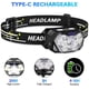 thumbnail image 5 of Linterna frontal LED (1 pieza), linterna frontal recargable USB C, luz roja y sensor de movimiento, 7 modos, IPX5 impermeable para niños y adultos Campi, 5 of 5