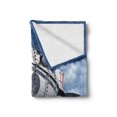 thumbnail image 2 of Zeppelin Soft Flannel Fleece Throw Blanket, Giant Aircraft over the Sea Flying in Cloudy Sky Adventure Journey Image, Cozy Plush for Indoor and Outdoor Use, 50" x 60", Violet Blue Grey, by Ambesonne, 2 of 6