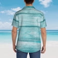 thumbnail image 4 of Fuzoiu Teal Turquoise Wood Print Hawaiian Shirt for Men, Summer Beach Casual Short Sleeve Button Down Shirts, Men’s Beach Summer Shirts with Pocket,X-Large, 4 of 7