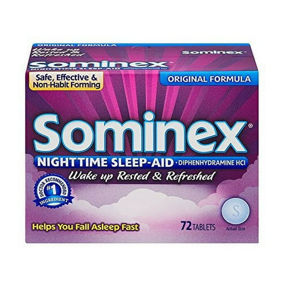 Sominex Original Formula Night-Time Sleep Aid Tablets, 72 Count