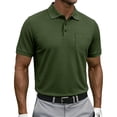 thumbnail image 2 of Hearthz S-5XL Polo Shirts for Men Waffle Textured Men's Shirts Short Sleeve Big and Tall Solid Color Mens Golf Polo Shirts with Chest Pocket Green 4XL, 2 of 7